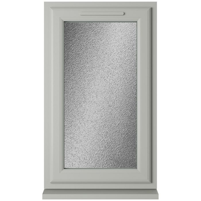 Crystal 1 Obscure Glass Double Glazed uPVC Window - Agate and White - Right Handed
