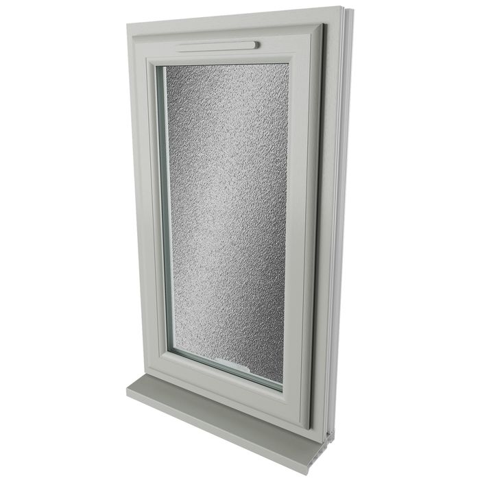 Crystal 1 Obscure Glass Double Glazed uPVC Window - Agate and White - Right Handed