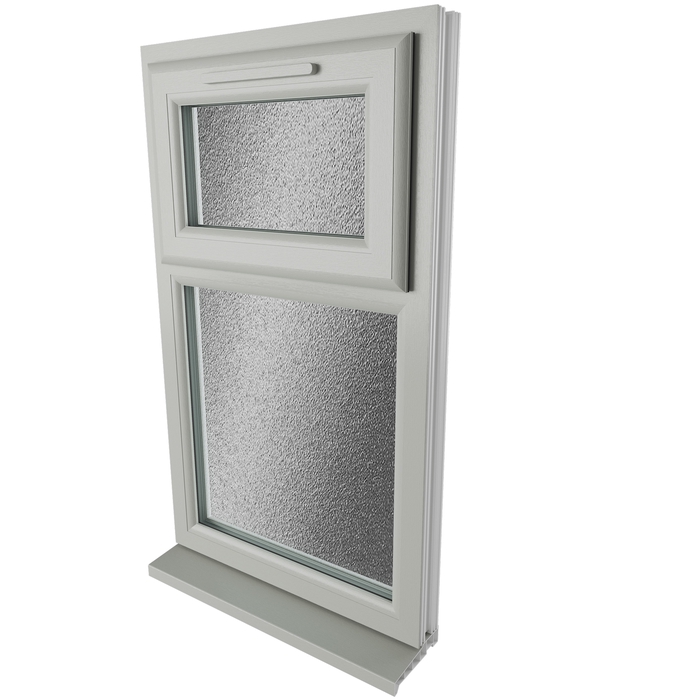 Crystal 2 Obscure Glass Double Glazed uPVC Window - Agate and White
