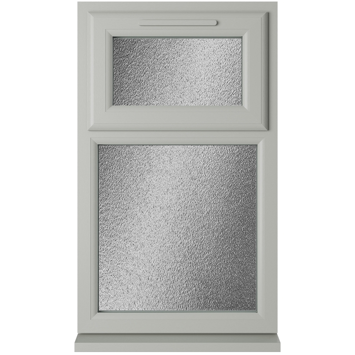 Crystal 2 Obscure Glass Double Glazed uPVC Window - Agate and White