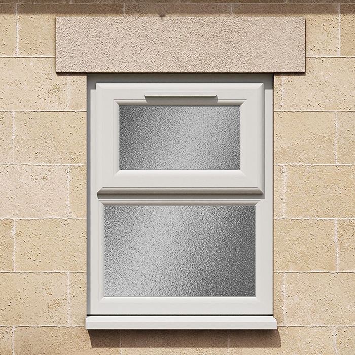 Crystal 2 Obscure Glass Double Glazed uPVC Window - Agate and White