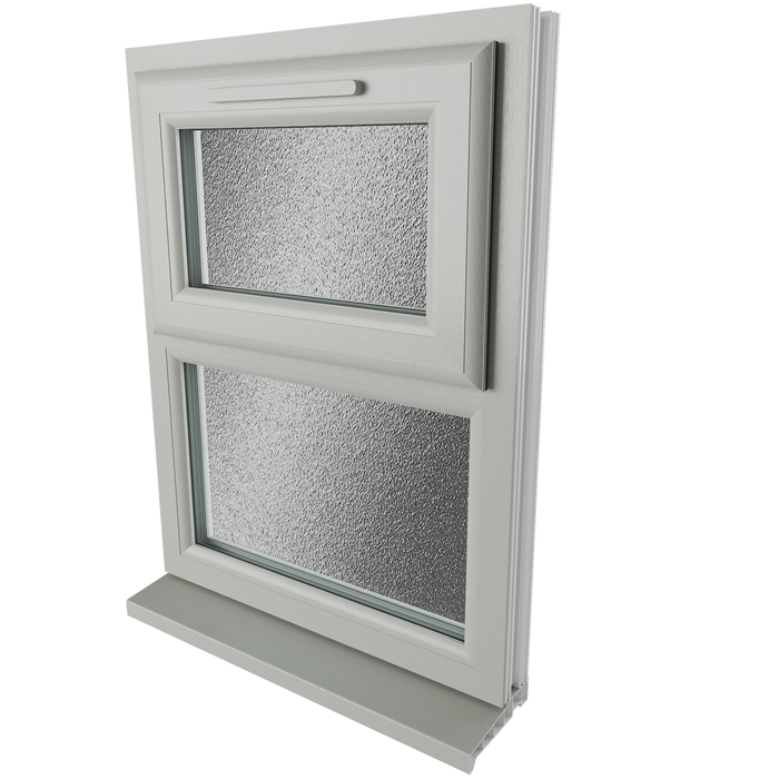 Crystal 2 Obscure Glass Double Glazed uPVC Window - Agate and White