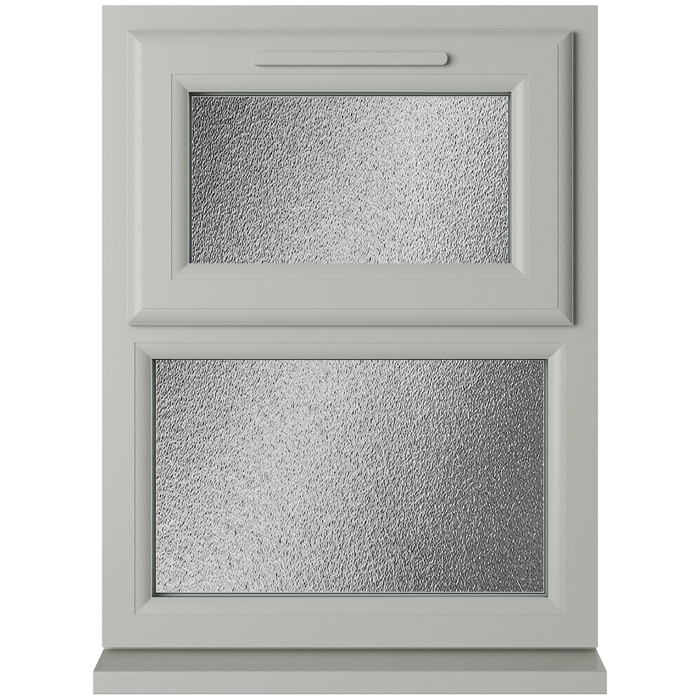 Crystal 2 Obscure Glass Double Glazed uPVC Window - Agate and White