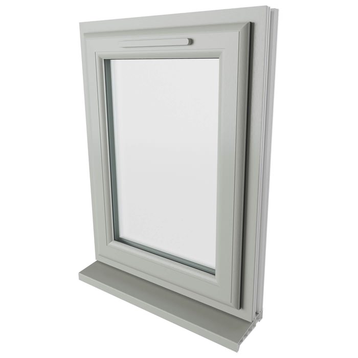 Crystal 1 Clear Glass Double Glazed Side Hung uPVC Window - Agate and White - Left Hand