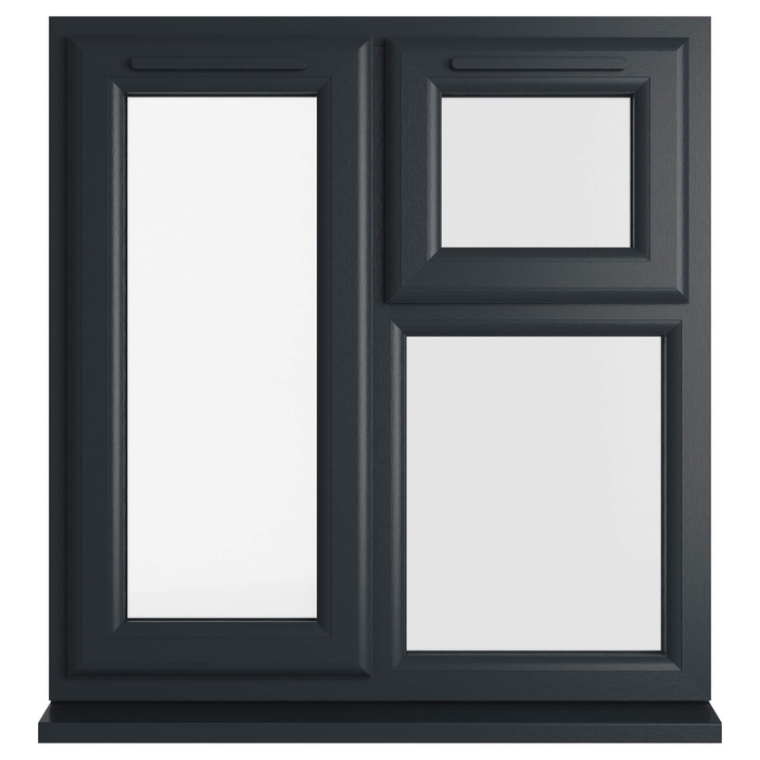 Crystal 3 Clear Glass Double Glazed uPVC Window - Grey and White - Left Handed