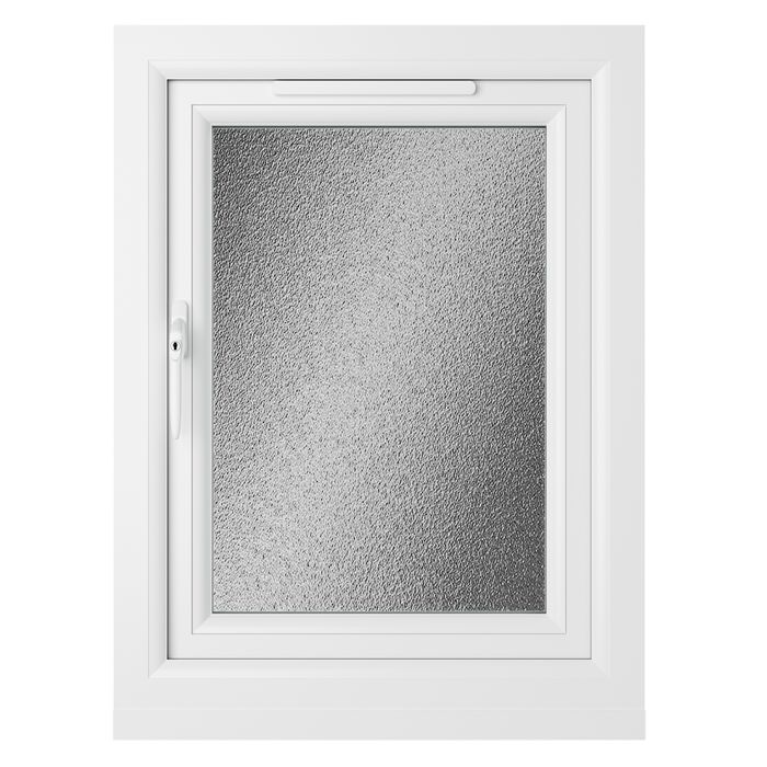 Crystal Obscure Glass Double Glazed uPVC Window - Grey and White - Left Handed