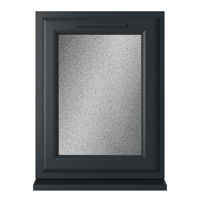 Crystal Obscure Glass Double Glazed uPVC Window - Grey and White - Left Handed