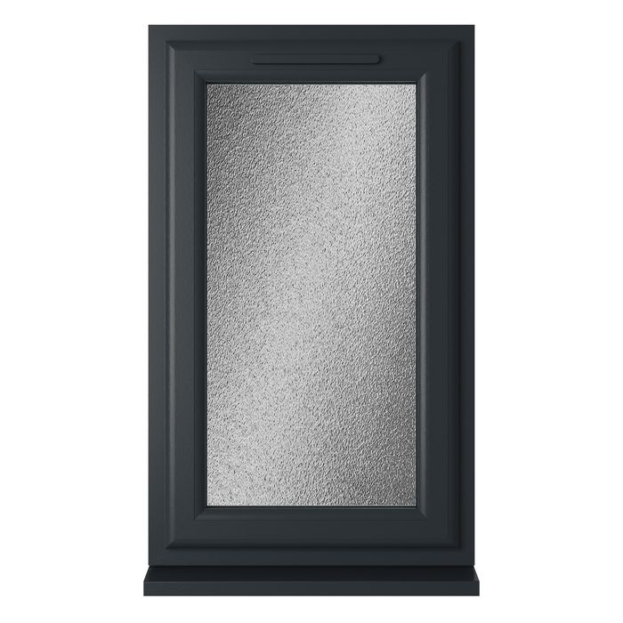 Crystal Obscure Glass Double Glazed uPVC Window - Grey and White - Left Handed