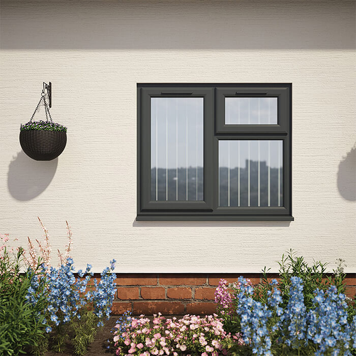 Crystal 3 Clear Glass Double Glazed uPVC Window - Grey and White - Left Handed