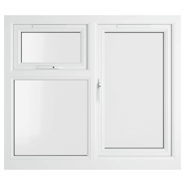 Crystal 3 Clear Glass Double Glazed uPVC Window - Grey and White - Left Handed