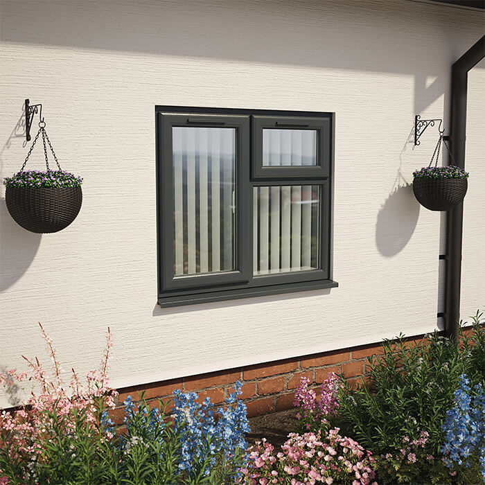 Crystal 3 Clear Glass Double Glazed uPVC Window - Grey and White - Left Handed