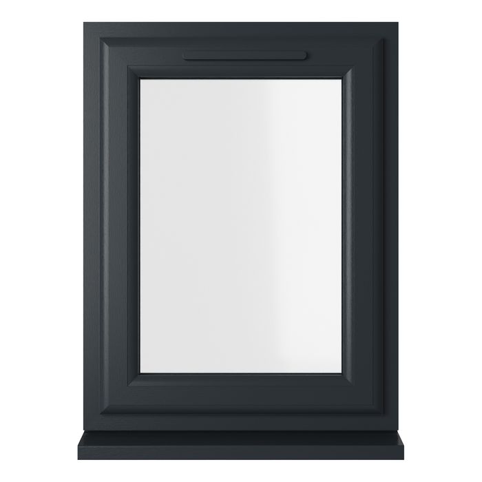 Crystal Clear Glass Double Glazed uPVC Window - Grey and White - Left Handed