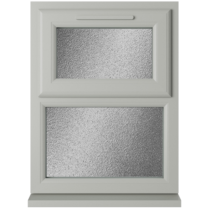 Crystal 2 Obscure Glass Double Glazed uPVC Window - Agate and White