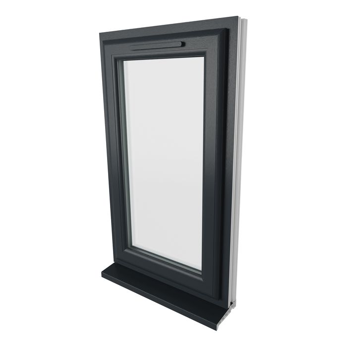 Crystal Clear Glass Double Glazed uPVC Window - Grey and White - Left Handed