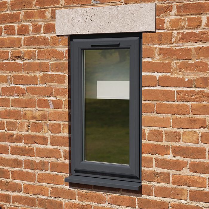 Crystal Clear Glass Double Glazed uPVC Window - Grey and White - Left Handed