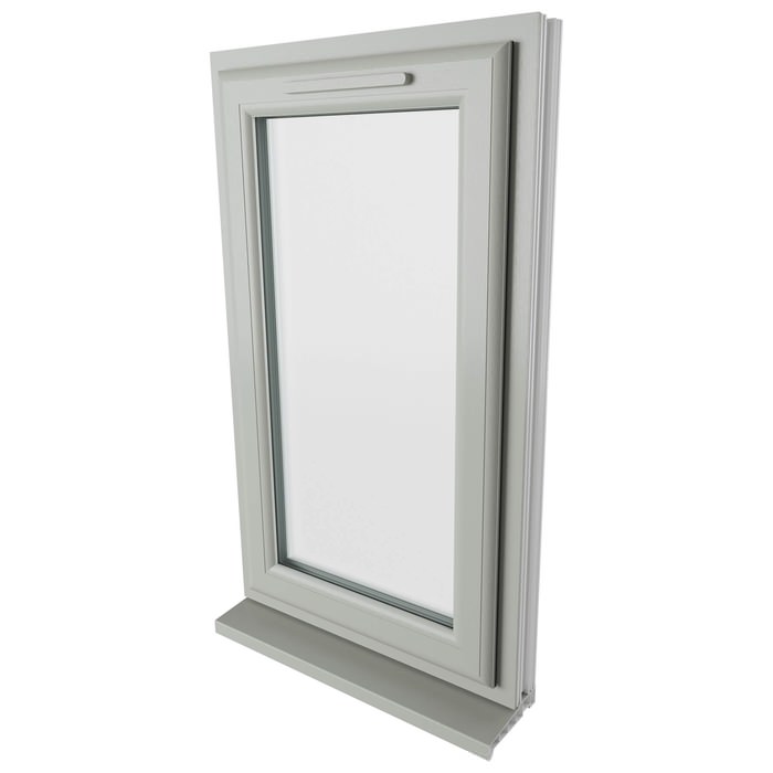 Crystal 1 Clear Glass Double Glazed Side Hung uPVC Window - Agate and White - Left Hand