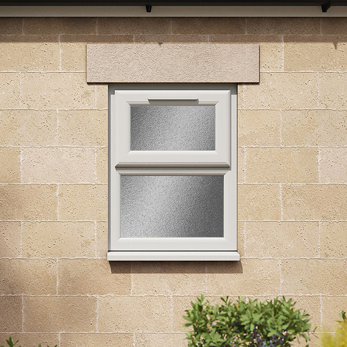 Crystal 2 Obscure Glass Double Glazed uPVC Window - Agate and White