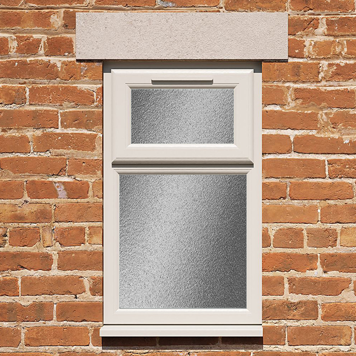 Crystal 2 Obscure Glass Double Glazed uPVC Window - Agate and White