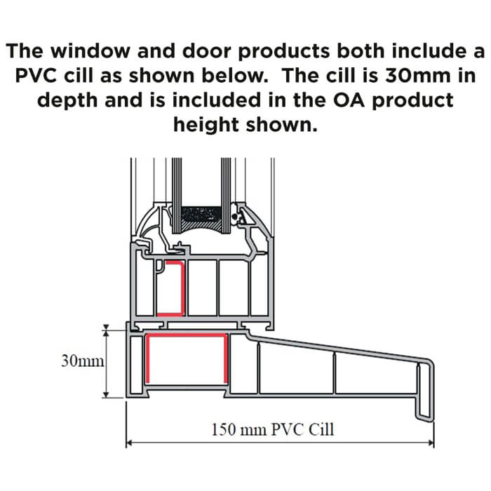 Crystal uPVC Left Hand External Patio Door with 1 Obscure Double Glazed Light - Black-White