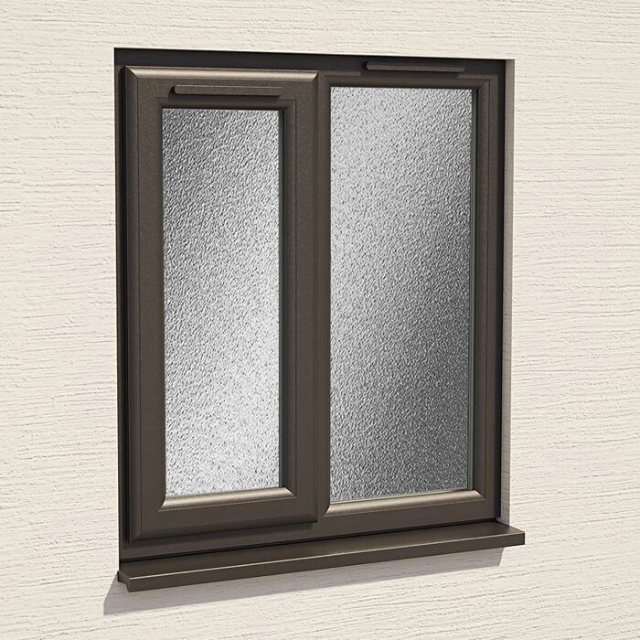 Crystal 2 Obscure Glass Double Glazed uPVC Window - Black and White - Left Hand