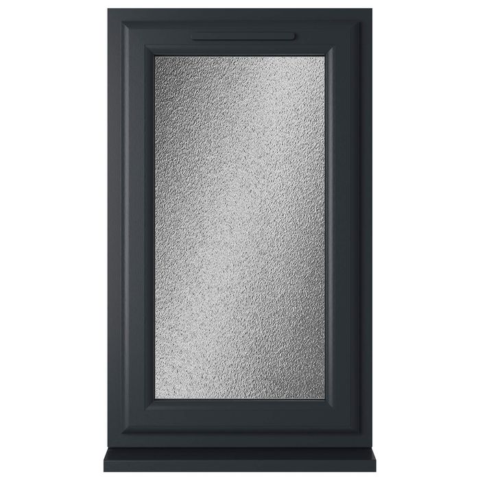 Crystal 1 Obscure Glass Double Glazed uPVC Window - Grey and White