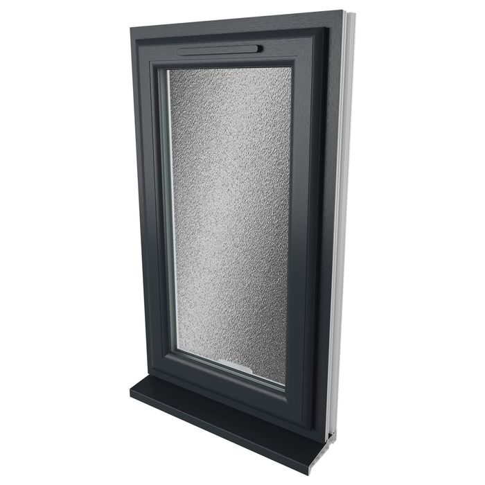 Crystal 1 Obscure Glass Double Glazed uPVC Window - Grey and White