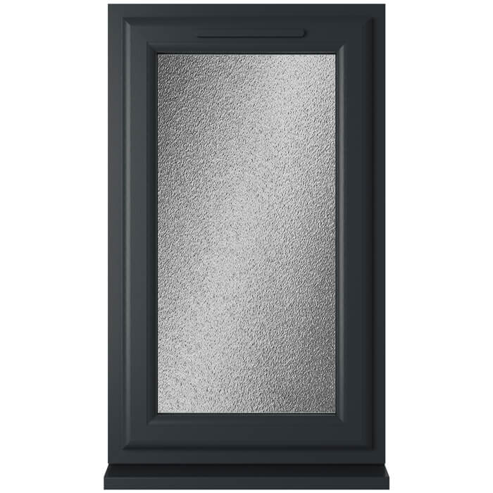 Crystal 1 Obscure Glass Double Glazed uPVC Window - Grey and White - Right Handed