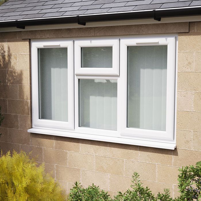 Crystal 4 Clear Glass Double Glazed uPVC Window - White -  Left and Right Handed