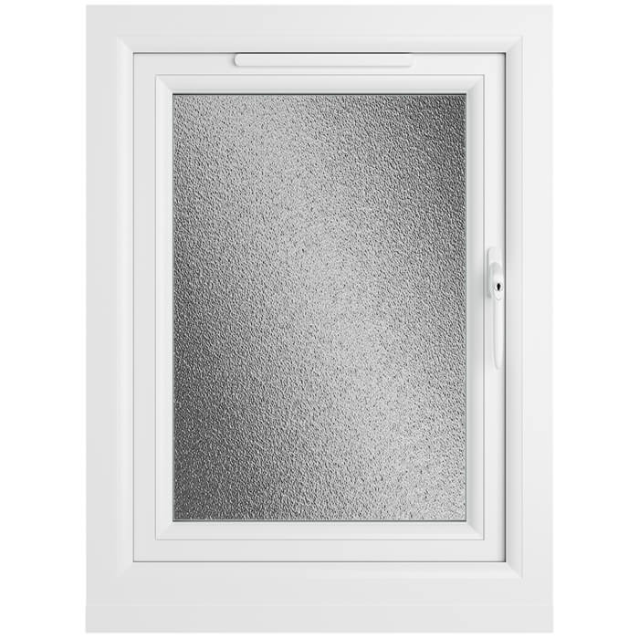 Crystal 1 Obscure Glass Double Glazed uPVC Window - Grey and White - Right Handed