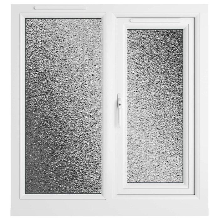Crystal 2 Obscure Glass Double Glazed uPVC Window - Grey and White - Left Handed