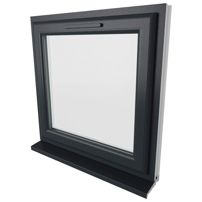 Crystal 1 Clear Glass Double Glazed uPVC Window - Grey and White