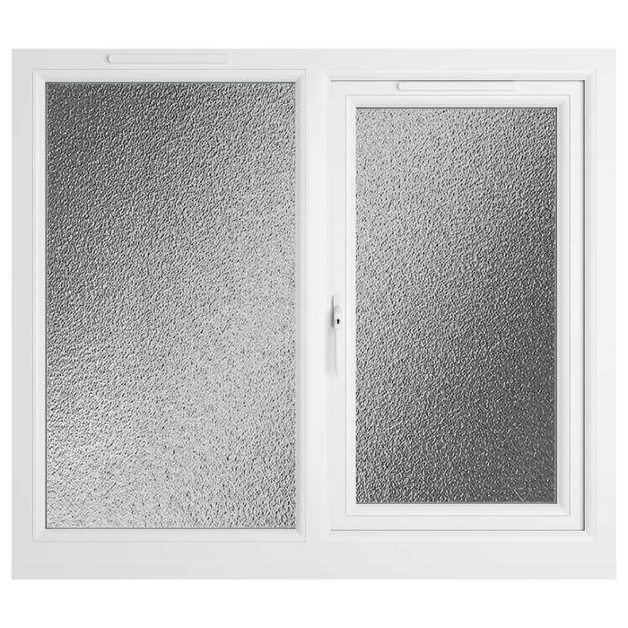 Crystal 2 Obscure Glass Double Glazed uPVC Window - Grey and White - Left Handed