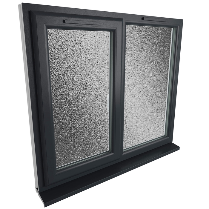 Crystal 2 Obscure Glass Double Glazed uPVC Window - Grey and White - Left Handed