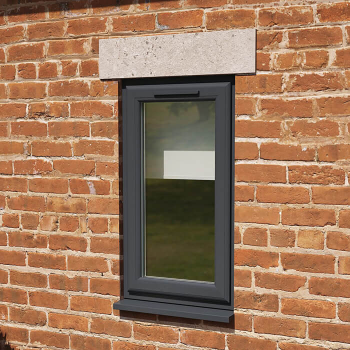 Crystal 1 Clear Glass Double Glazed uPVC Window - Grey and White