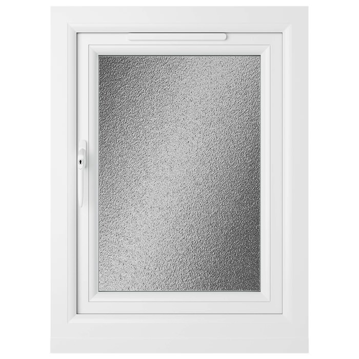 Crystal 1 Obscure Glass Double Glazed Side Hung uPVC Window - Black and White - Left Hand