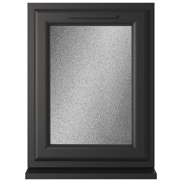 Crystal 1 Obscure Glass Double Glazed Side Hung uPVC Window - Black and White - Left Hand
