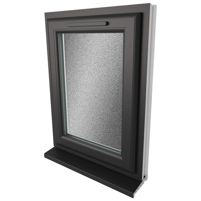 Crystal 1 Obscure Glass Double Glazed Side Hung uPVC Window - Black and White - Left Hand