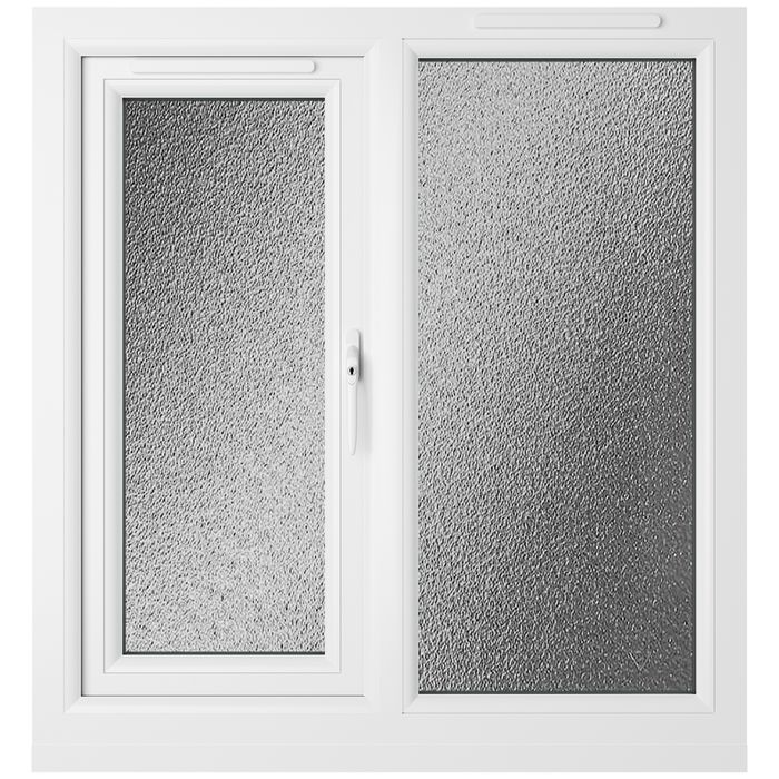 Crystal 2 Obscure Glass Double Glazed uPVC Window - Black and White - Right Handed