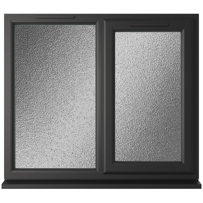 Crystal 2 Obscure Glass Double Glazed uPVC Window - Black and White - Right Handed