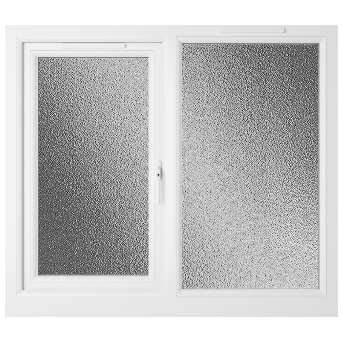 Crystal 2 Obscure Glass Double Glazed uPVC Window - Black and White - Right Handed