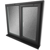 Crystal 2 Obscure Glass Double Glazed uPVC Window - Black and White - Right Handed