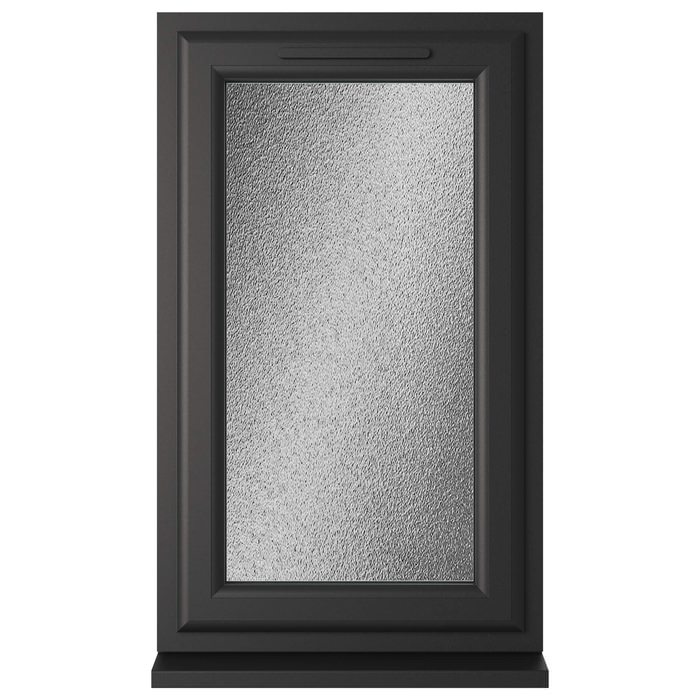 Crystal 1 Obscure Glass Double Glazed Side Hung uPVC Window - Black and White - Left Hand