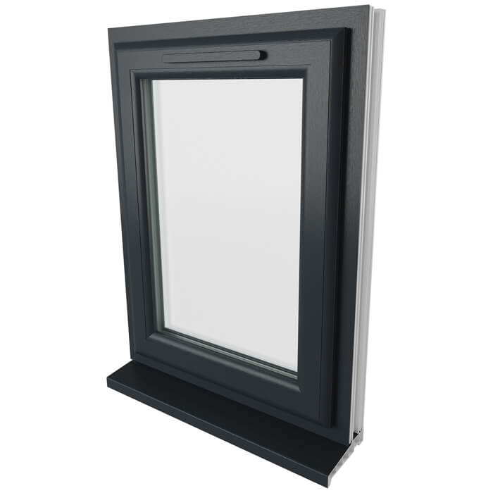 Crystal 1 Clear Glass Double Glazed uPVC Window - Grey and White - Right Handed