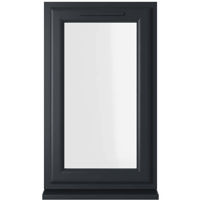 Crystal 1 Clear Glass Double Glazed uPVC Window - Grey and White - Right Handed
