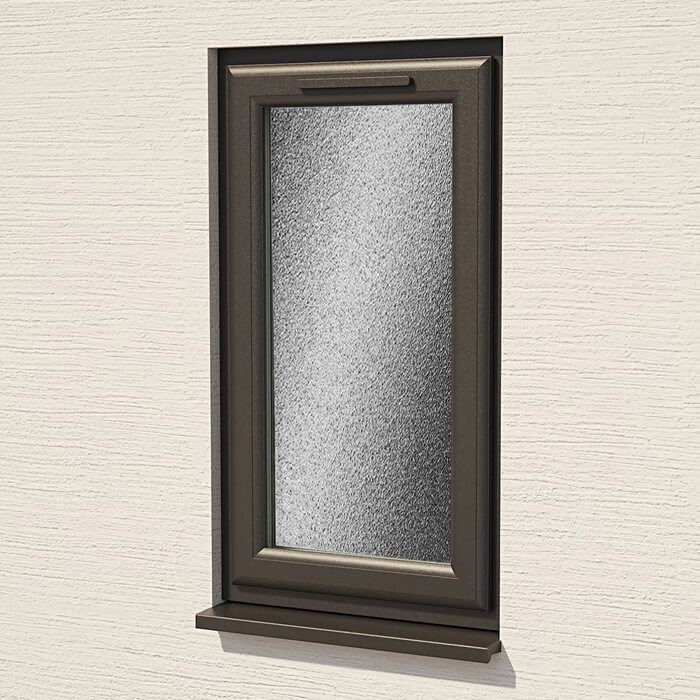 Crystal 1 Obscure Glass Double Glazed Side Hung uPVC Window - Black and White - Left Hand