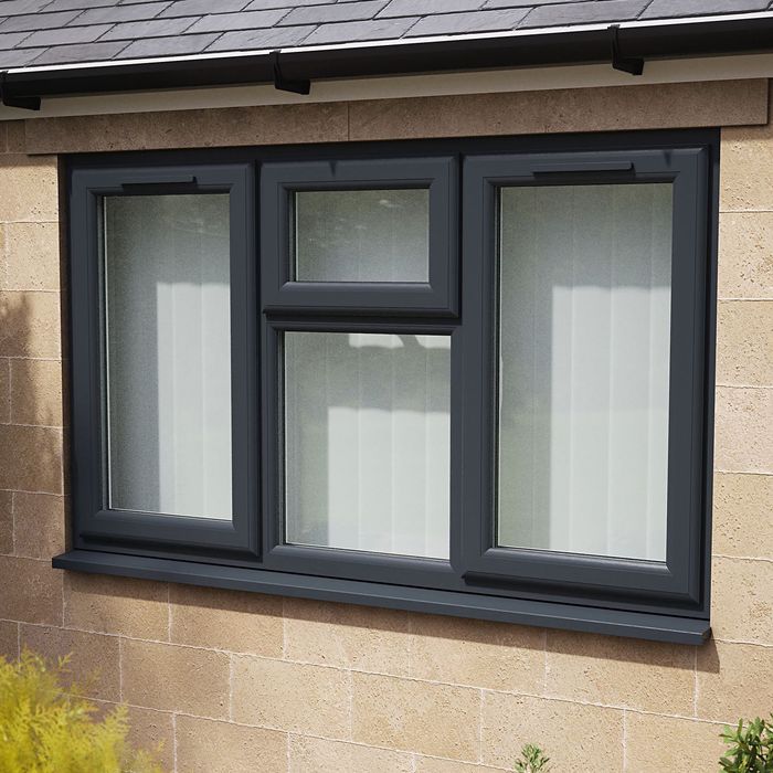 Crystal 4 Clear Glass Double Glazed uPVC Window - Grey and White -  Left and Right Handed