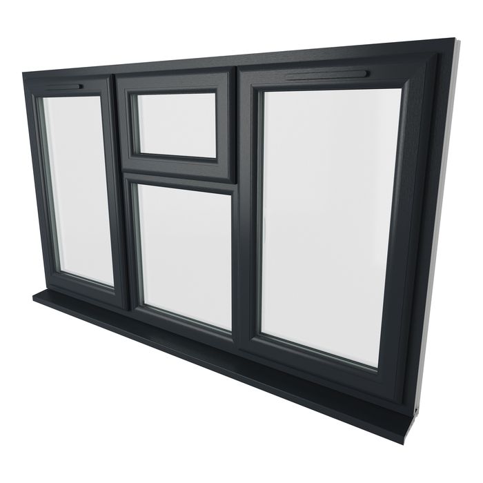 Crystal 4 Clear Glass Double Glazed uPVC Window - Grey and White -  Left and Right Handed