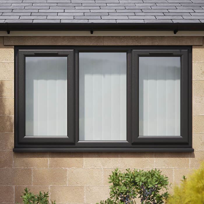 Crystal 3 Clear Glass Double Glazed uPVC Window - Black and White - Left and Right Handed