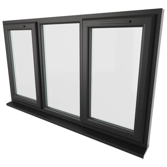 Crystal 3 Clear Glass Double Glazed uPVC Window - Black and White - Left and Right Handed