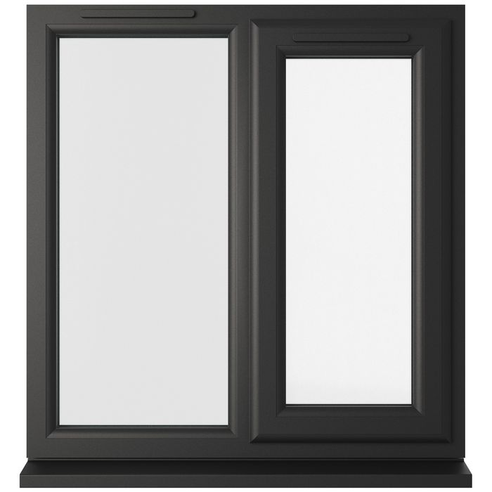 Crystal 2 Clear Glass Double Glazed uPVC Window - Black and White - Right Handed